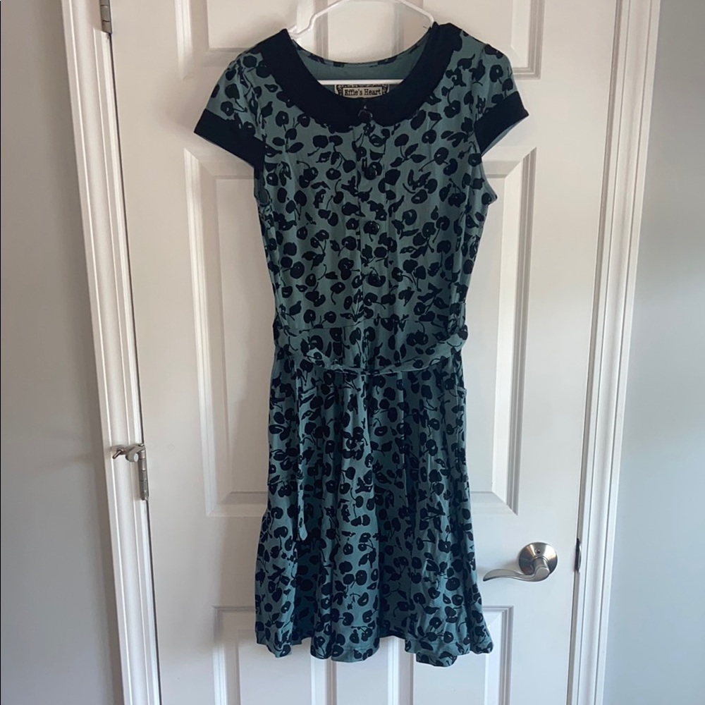 Effie's Heart Blue Fit and Flare Dress with Peter Pan Collar